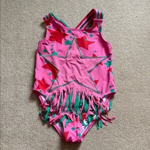 Stella McCartney Kids size 8 Pink Star Fringe Swimsuit